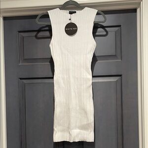 White Fox Boutique Let’s Stay Up Mini Women's White Ribbed Dress Large